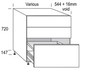 Qualiform Floor Unit 600/900 3 Pot Drawer
